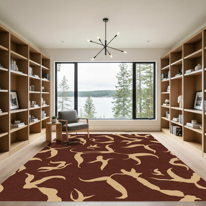 Brown Tan Abstract Organic Flow Rug