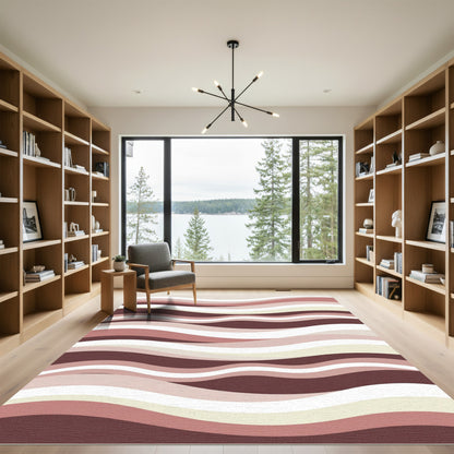 Retro Pink Wave Composition Rug