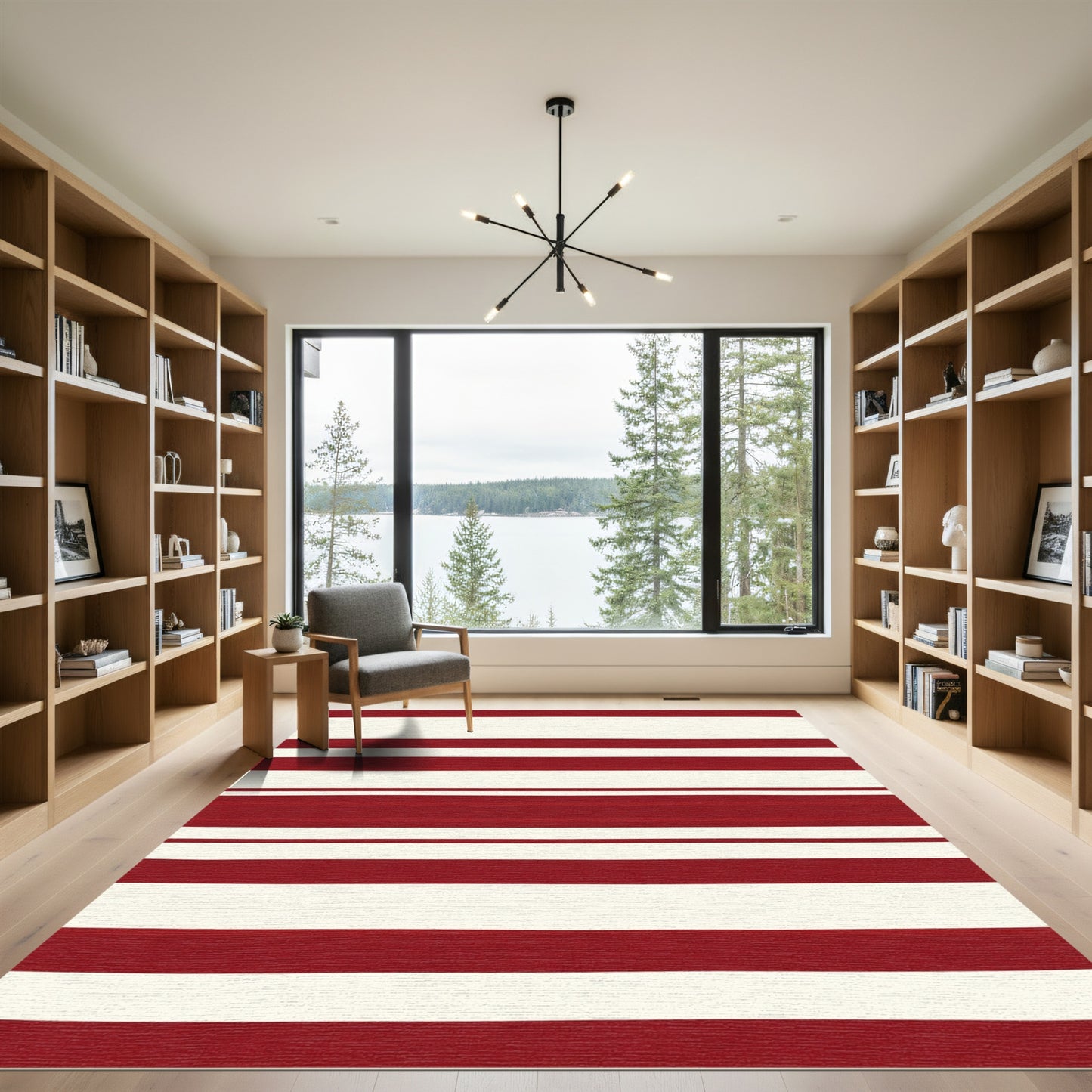 Crimson Ivory Wide Stripe Rug