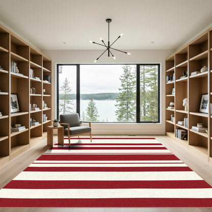 Crimson Ivory Wide Stripe Rug