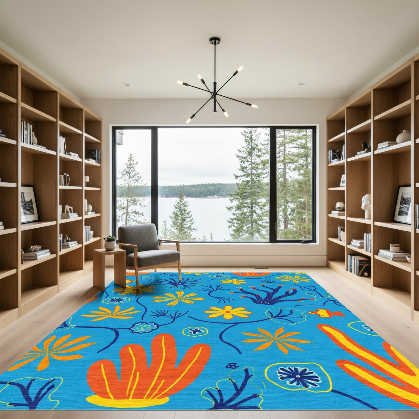 Coral Reef Floral Jellyfish Collection Rug