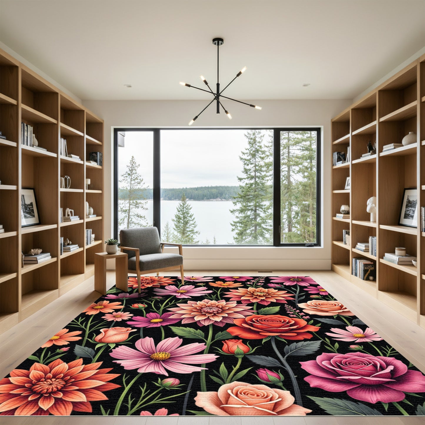 Vibrant Romantic Floral Botanical Garden Rug