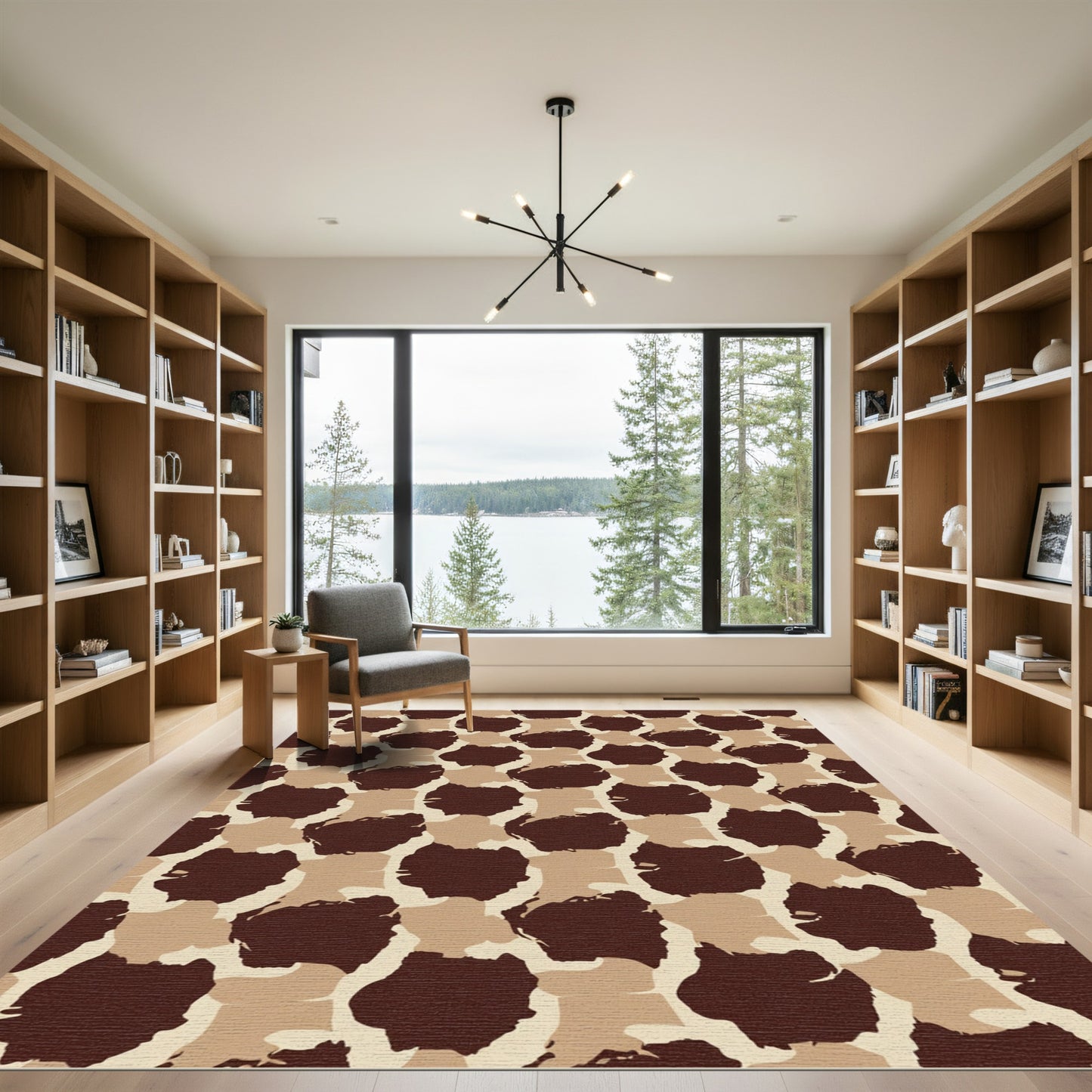 Earthy Brown Camo Hexagon Rug