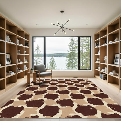 Earthy Brown Camo Hexagon Rug