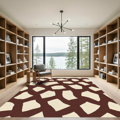 Brown Cream Irregular Patchwork Rug