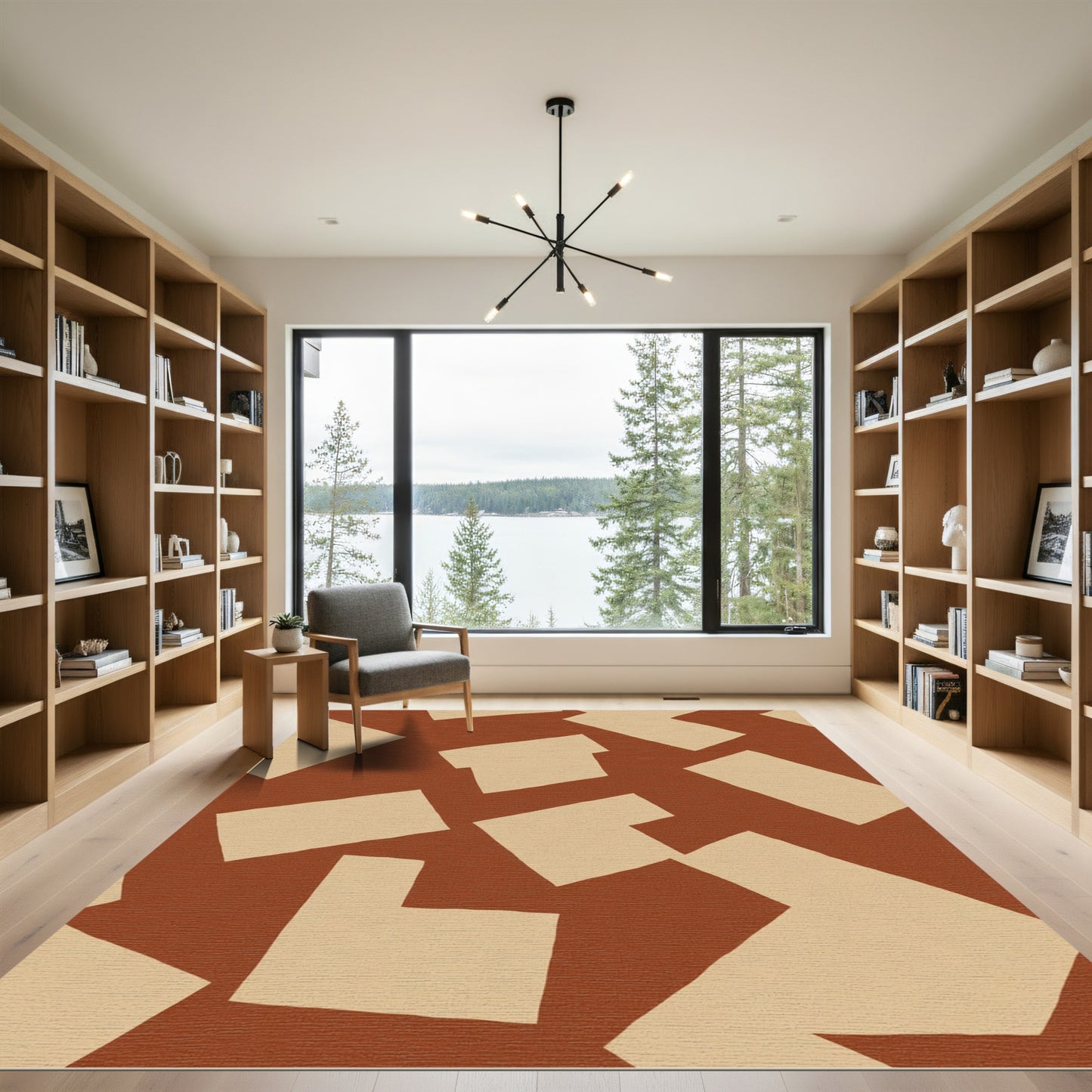 Terracotta Abstract Block Composition Rug
