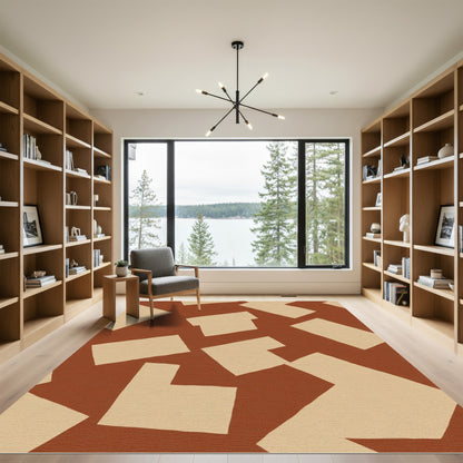 Terracotta Abstract Block Composition Rug