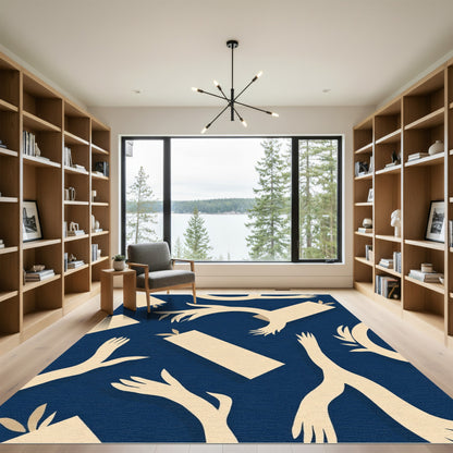Cream Abstract Reaching Forms Rug