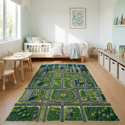 Vibrant Aerial City Grid Rug