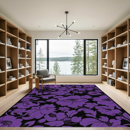Deep Purple Floral Silhouette Rug