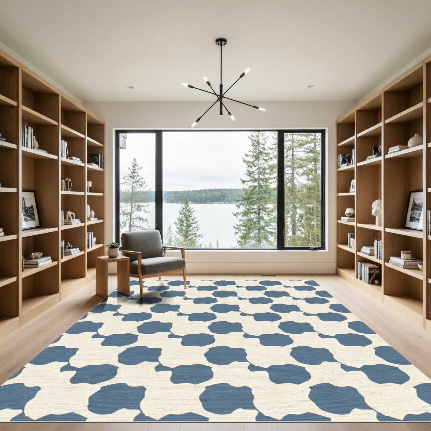 Dusky Blue Cloudlike Domino Arrangement Rug