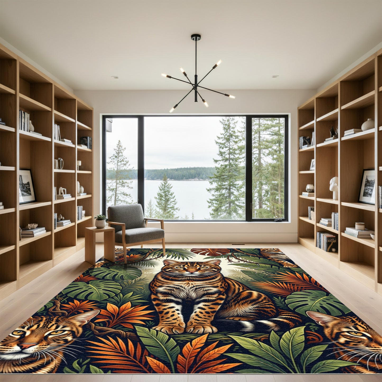 Lush Tropical Jungle Feline Exotic Rug