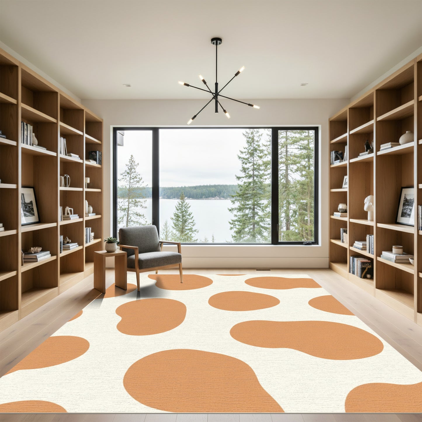 Orange Brown Organic Blob Rug