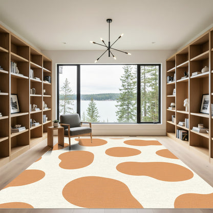 Orange Brown Organic Blob Rug