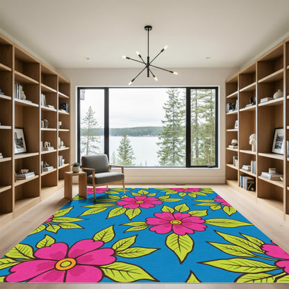 Bold Fuchsia Floral Garden Rug