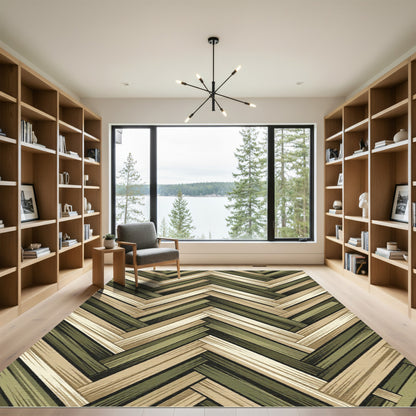 Woven Herringbone Earth Tone Rug