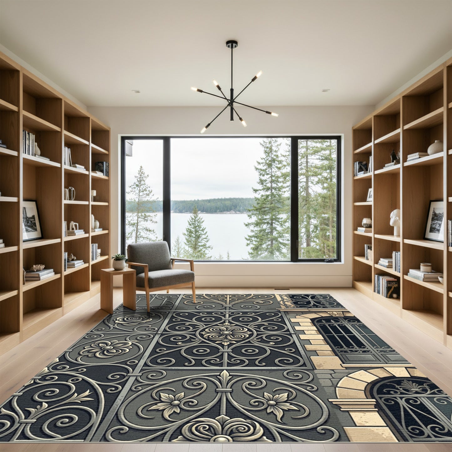 Fleur De Lis Wrought Iron Scroll Rug