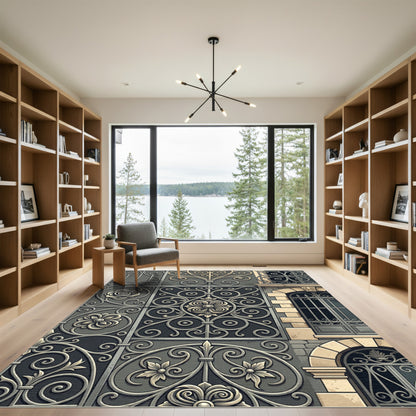 Fleur De Lis Wrought Iron Scroll Rug