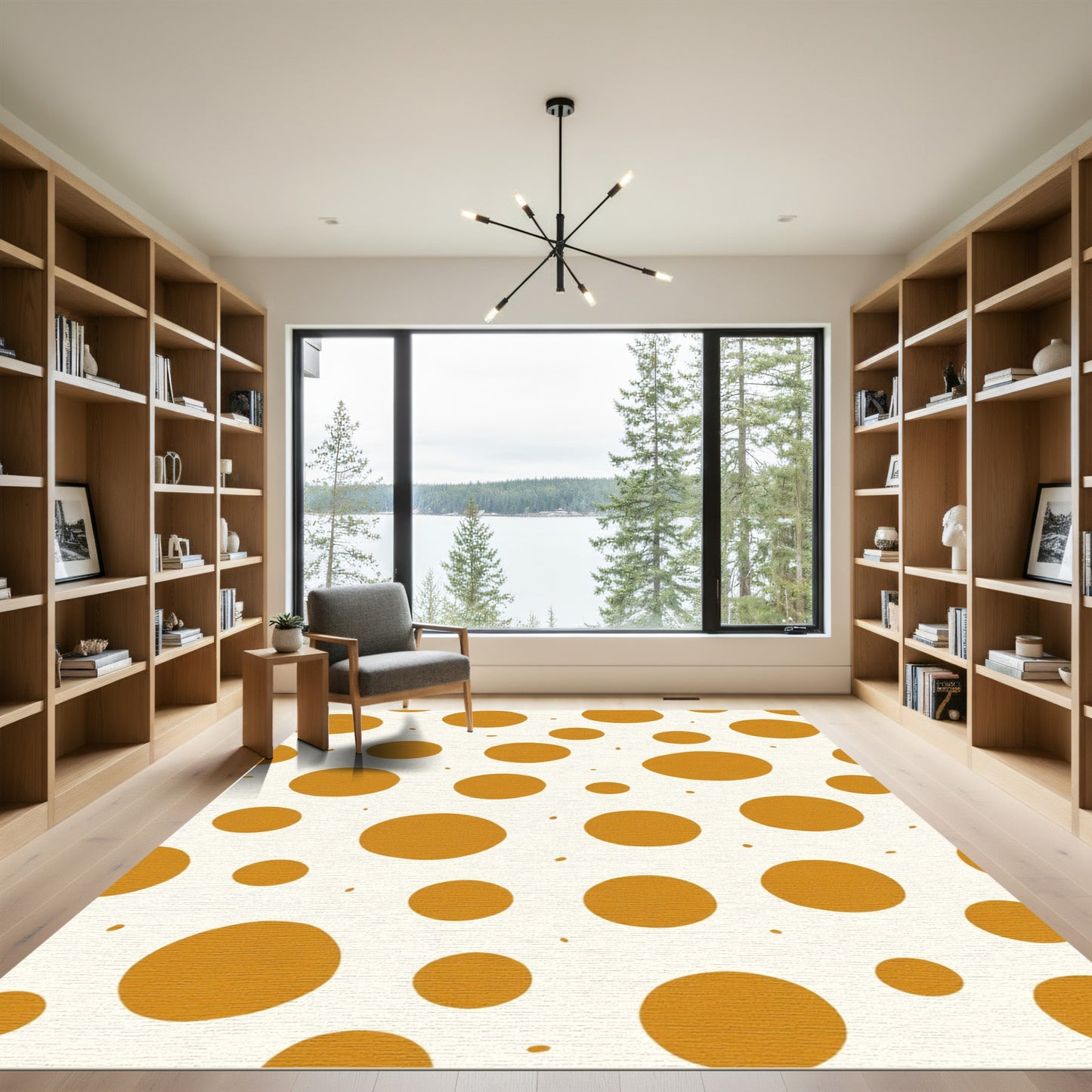 Golden Ochre Polka Dot Scatter Rug
