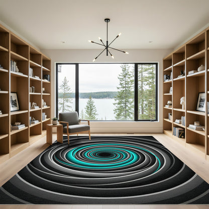 Modern Teal and Gray Infinite Swirl Rug