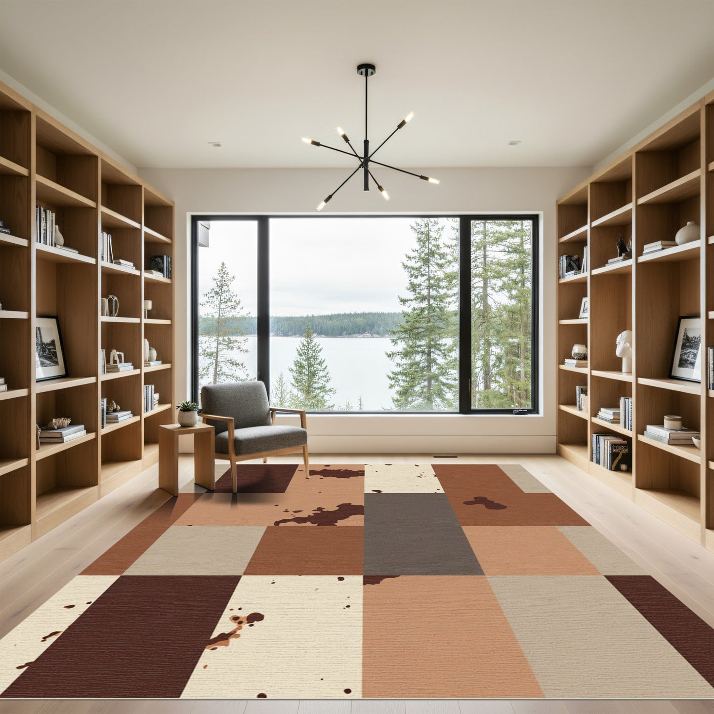 Earthy Brown And Tan Patchwork Rug