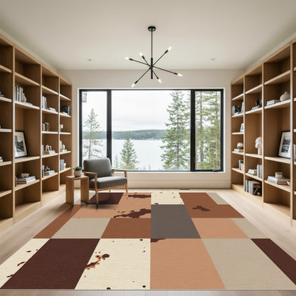 Earthy Brown And Tan Patchwork Rug