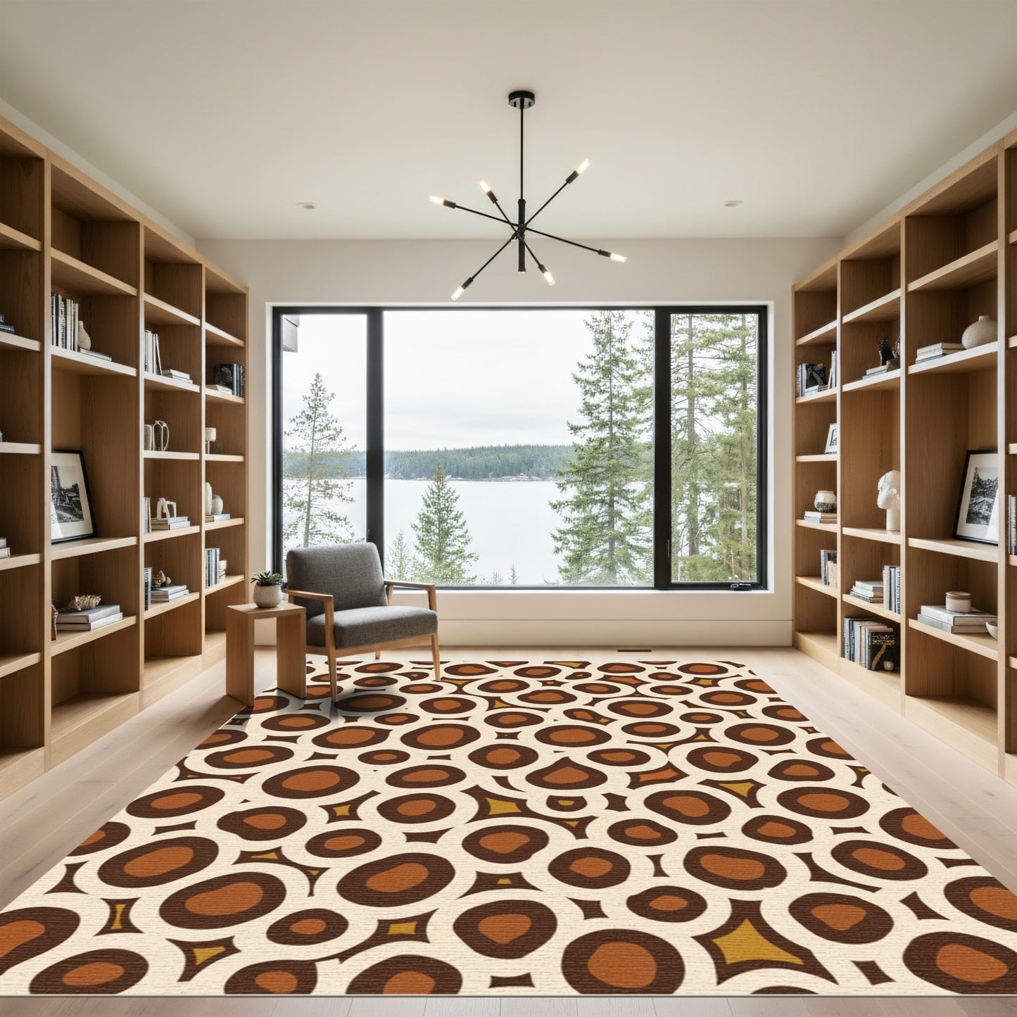 Brown Cream Organic Circles Rug