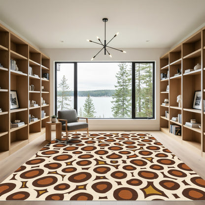 Brown Cream Organic Circles Rug