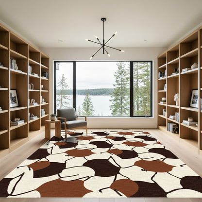 Brown and Cream Abstract Organic Shapes Rug