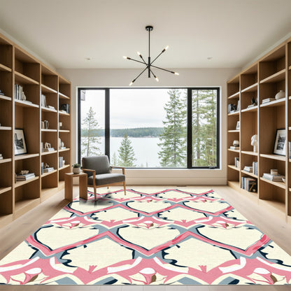 Pale Pink Gray Lattice Arch Rug