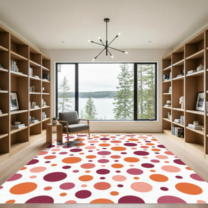 Red Orange Pink Polka Dot Scatter Rug