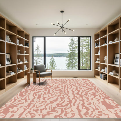 Dusty Rose Abstract Organic Flow Rug