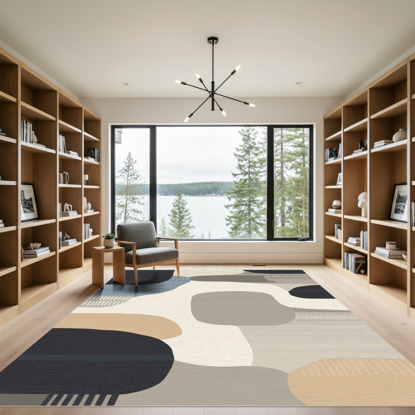 Abstract Organic Shapes Neutral Color Palette Rug