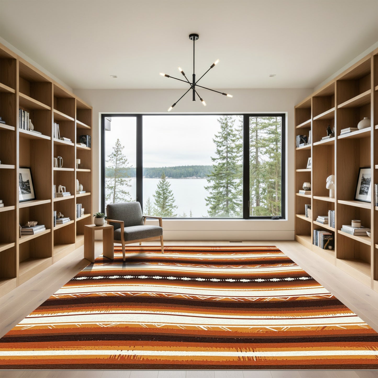 Earthy Stripe Geometric Texture Rug