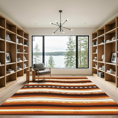 Earthy Stripe Geometric Texture Rug