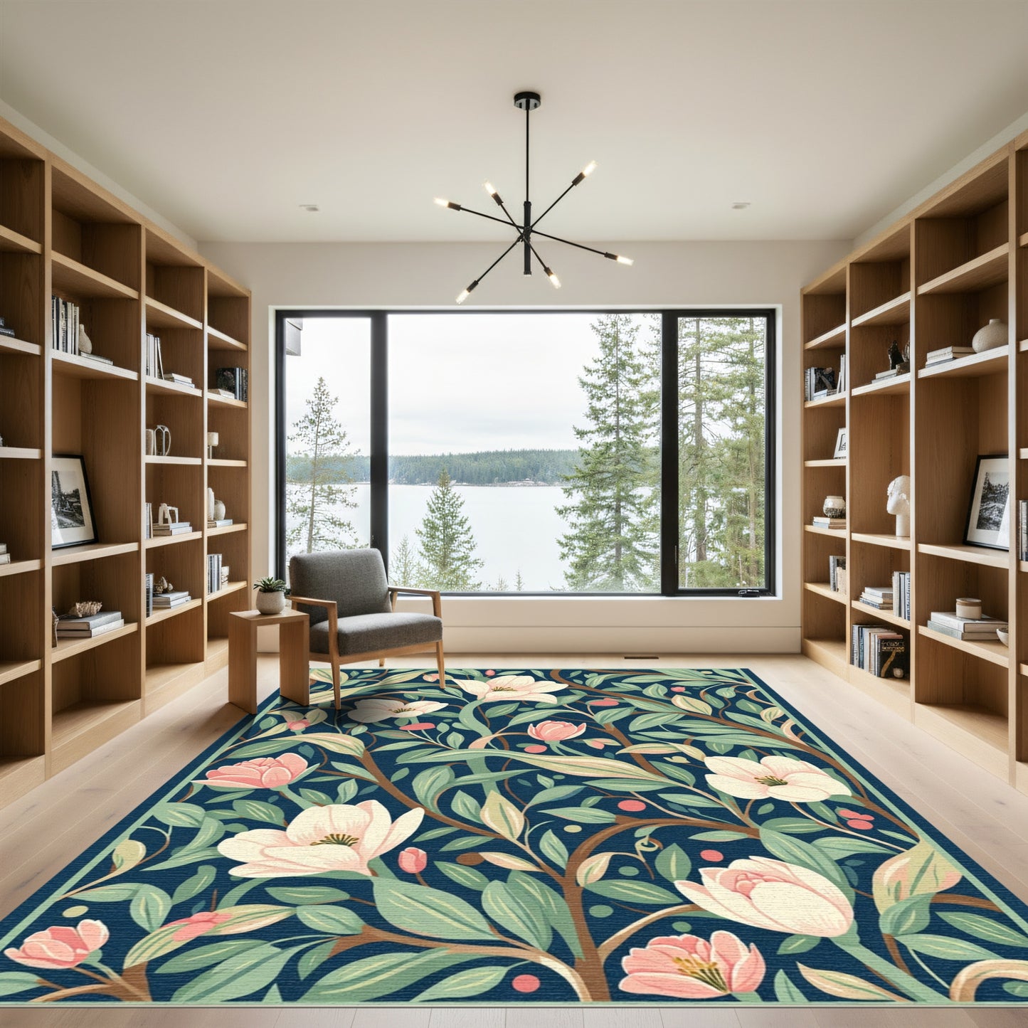 Vintage Navy Floral Blossom Meadow Rug