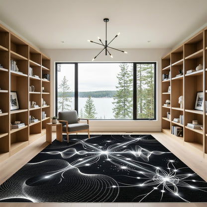 Abstract White Light Cascade Rug