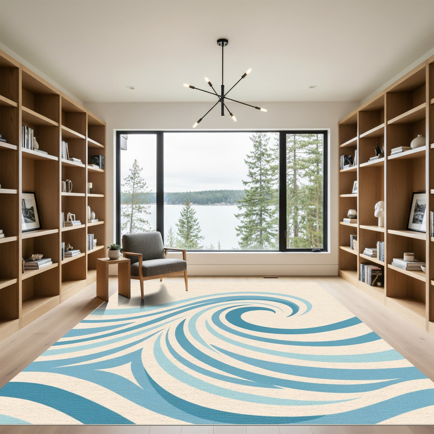 Aqua Swirl Ocean Waves Rug