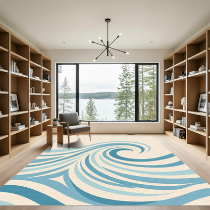 Aqua Swirl Ocean Waves Rug