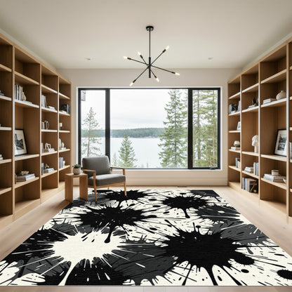 Bold Black Splatter Abstract Rug