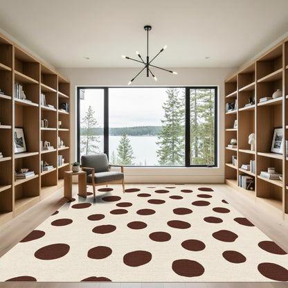 Cream And Brown Polka Dot Rug