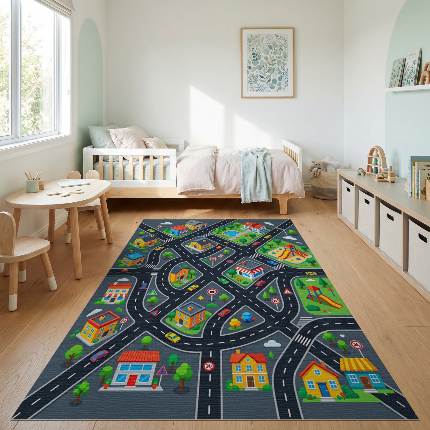 Colorful City Streets Playground Rug
