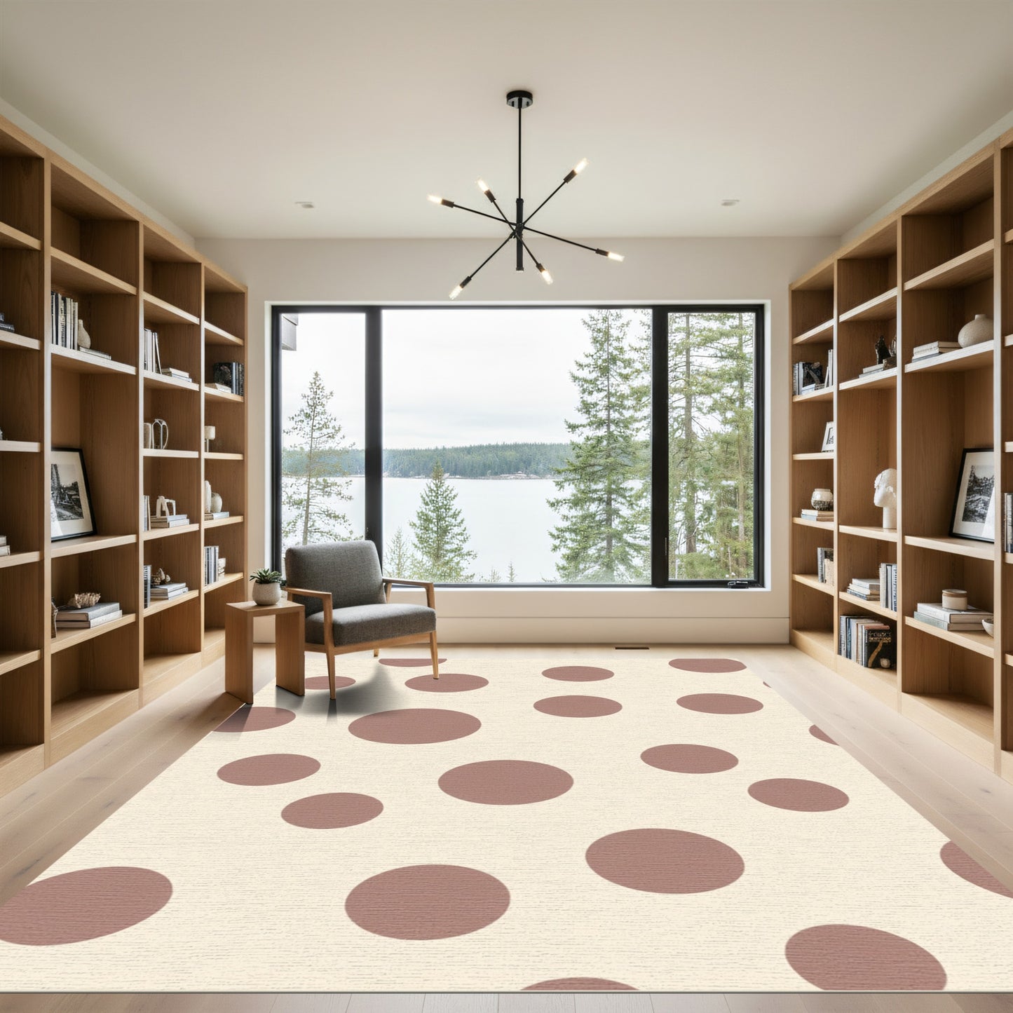 Cream And Brown Polka Dot Circles Rug