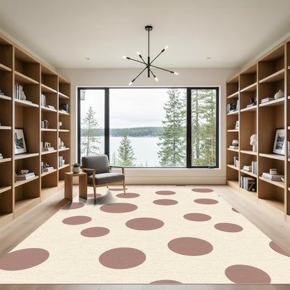 Cream And Brown Polka Dot Circles Rug