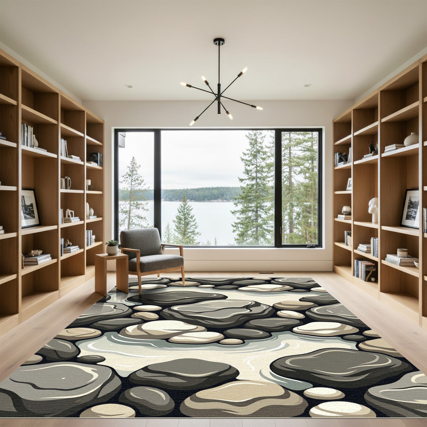 Abstract Stream Stone River Rock Rug