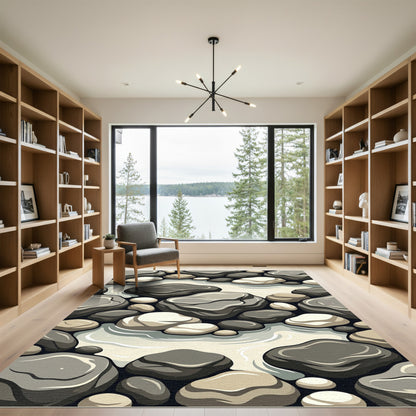 Abstract Stream Stone River Rock Rug