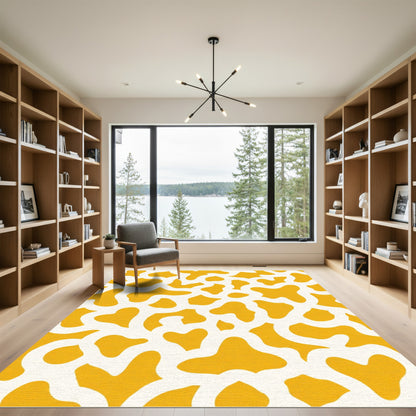 Warm Ochre Blob Organic Weave Rug