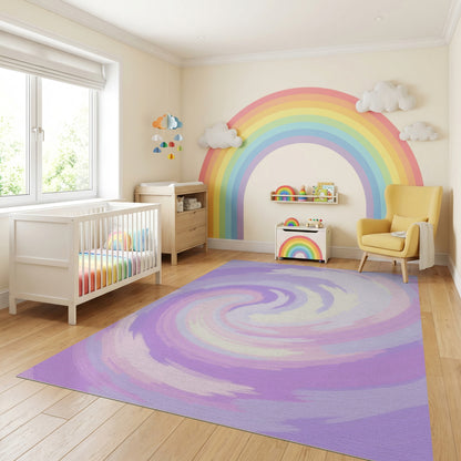 Swirling Purple Pink White Abstract Rug