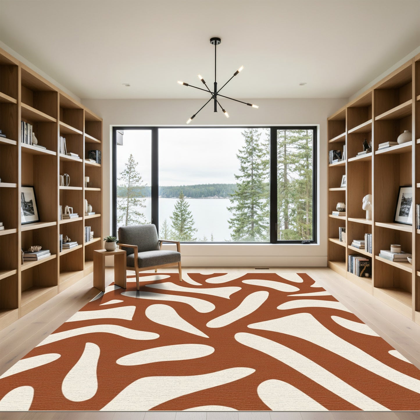 Terracotta Cream Organic Swirls Rug
