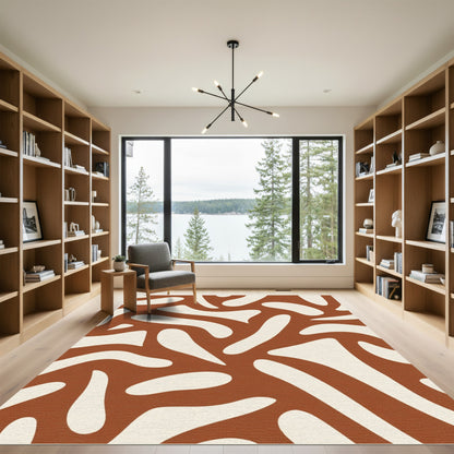 Terracotta Cream Organic Swirls Rug